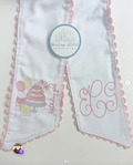 Birthday Cake & Monogram Wreath Sash