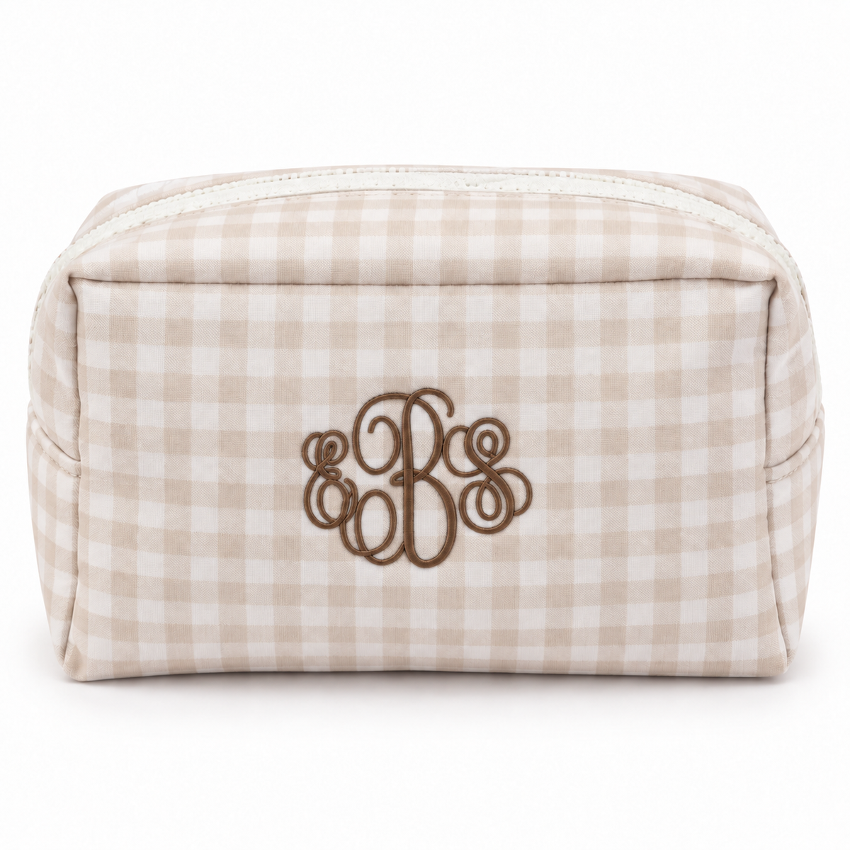 Tan Gingham Pouch