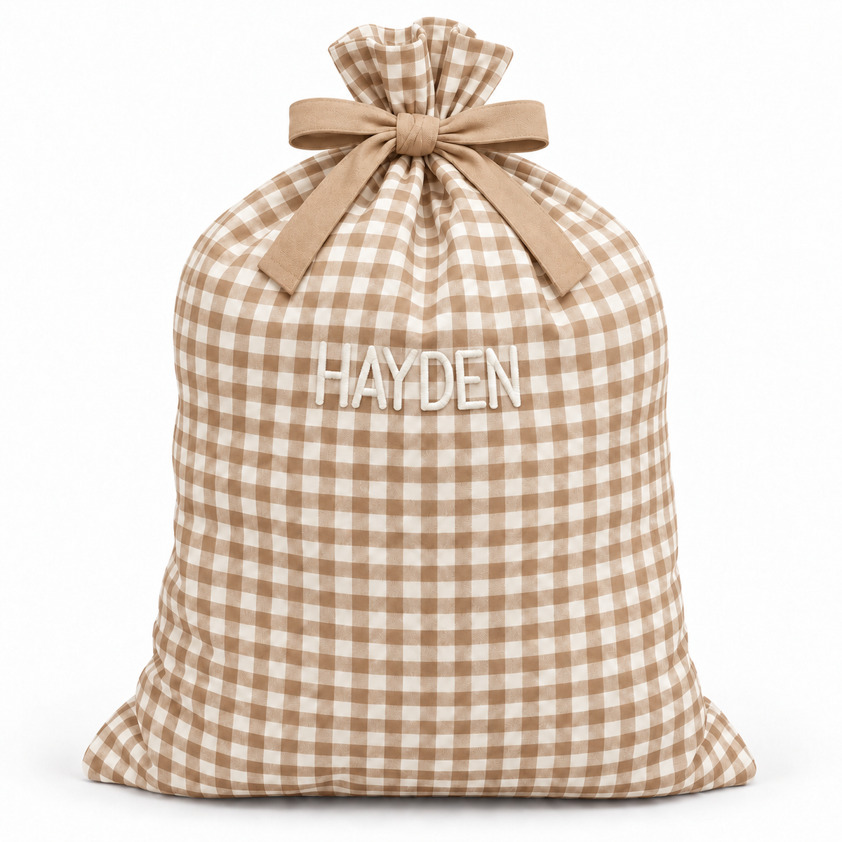 Santa Sack - Neutral Gingham