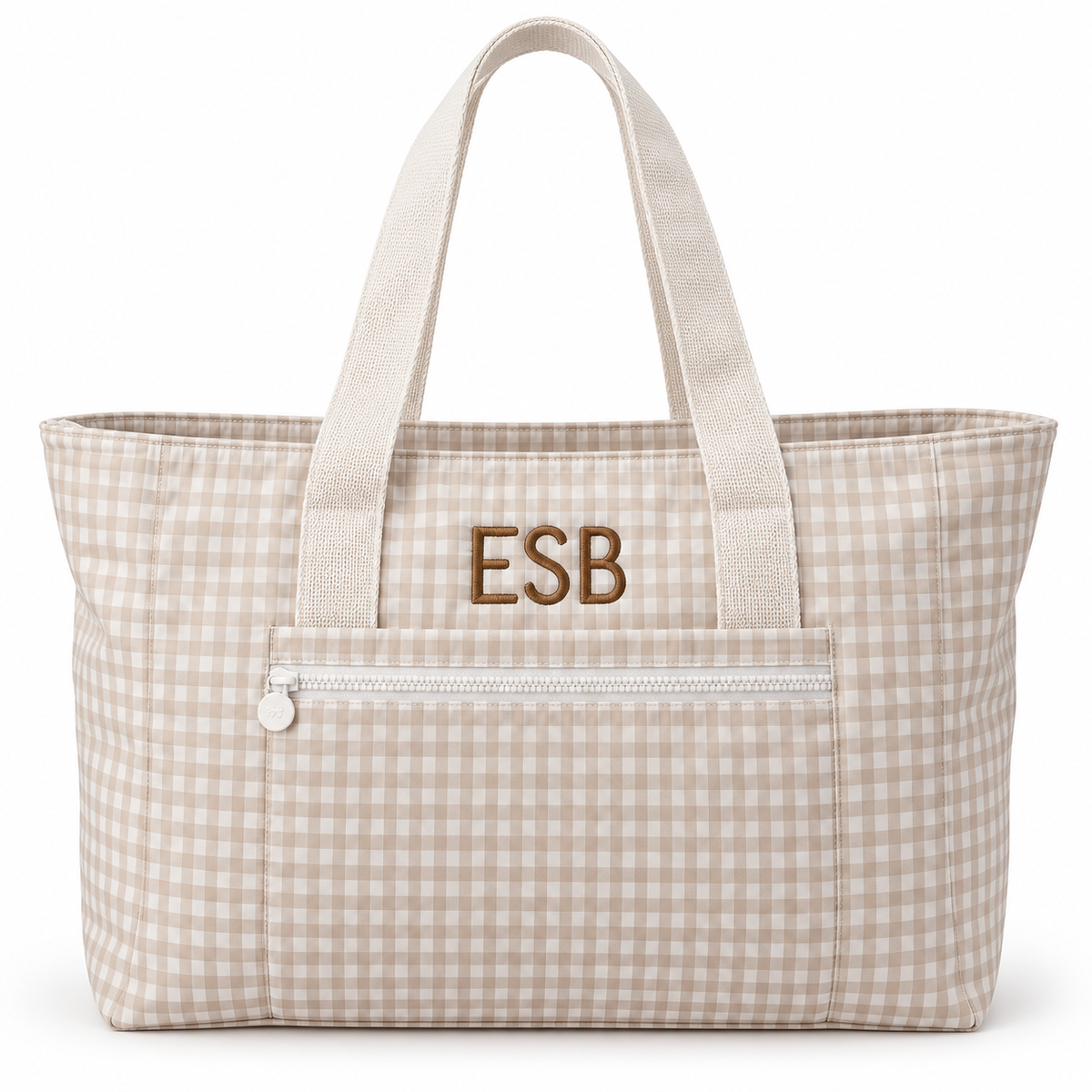 Tan Gingham Tote